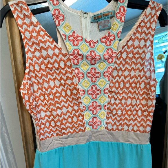 Flying Tomato chevron teal and coral maxi dress size M - Picture 6 of 9